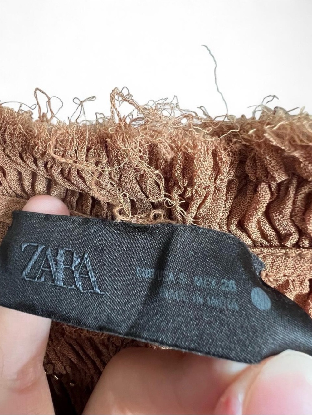 Zara ZW Collection Wrinkled Embroidered Dress in Brown - Picture 7 of 7